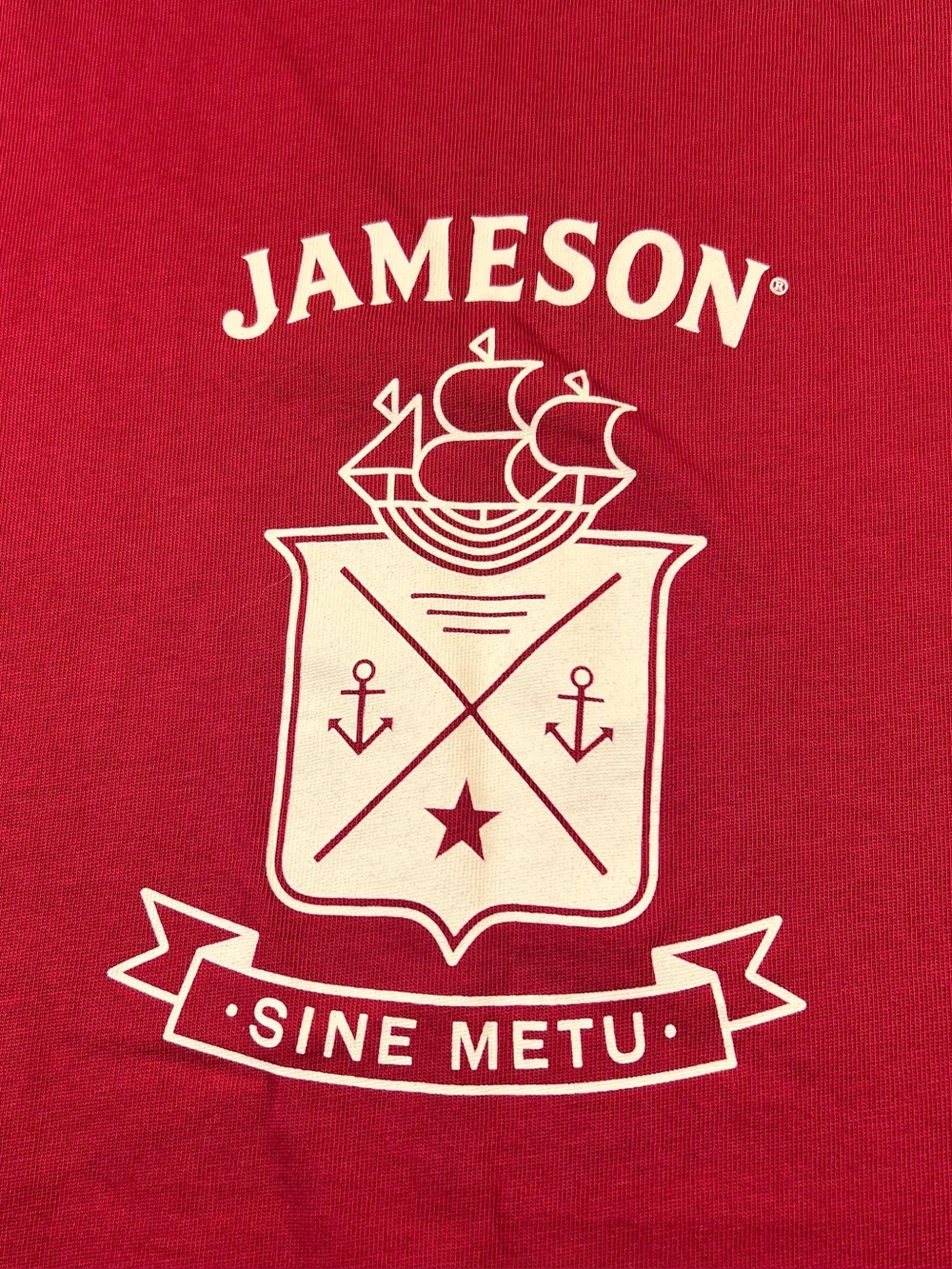 Jameson T Shirt Red Short Sleeve Thick Sine Metu Without Fear Irish Whiskey XL